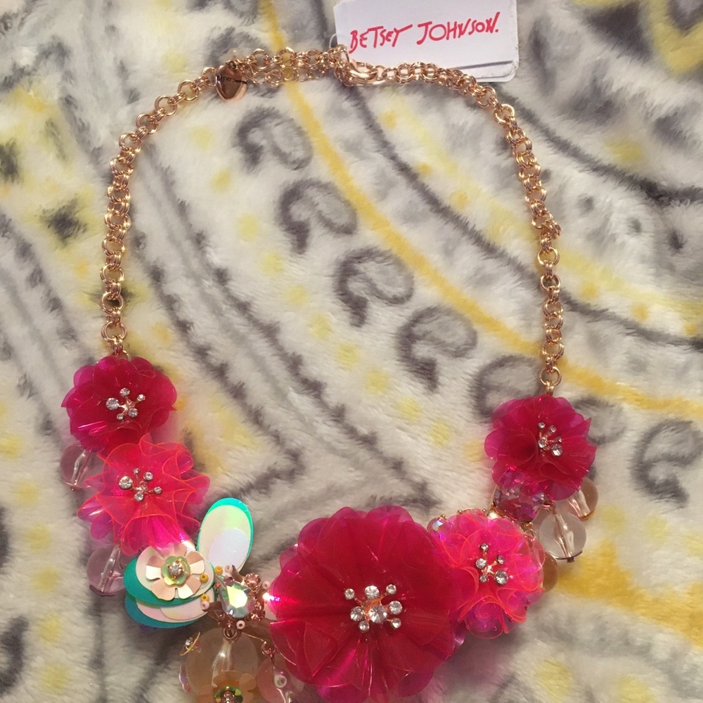 Betsey Johnson floral statement necklace.